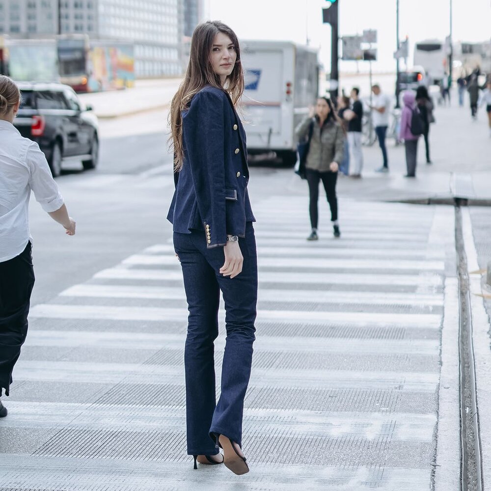 Tall Women’s 3-Piece Denim Suit Set – Blazer, Vest, Trousers 5’9”–6’4”, 36 Insea